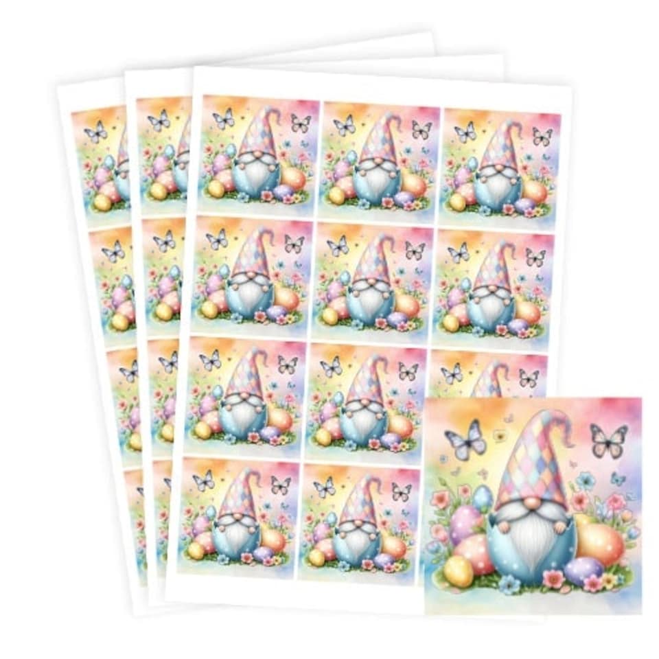 image 1 of Easter Gonk Square Stickers 65mm - Sheet of 12