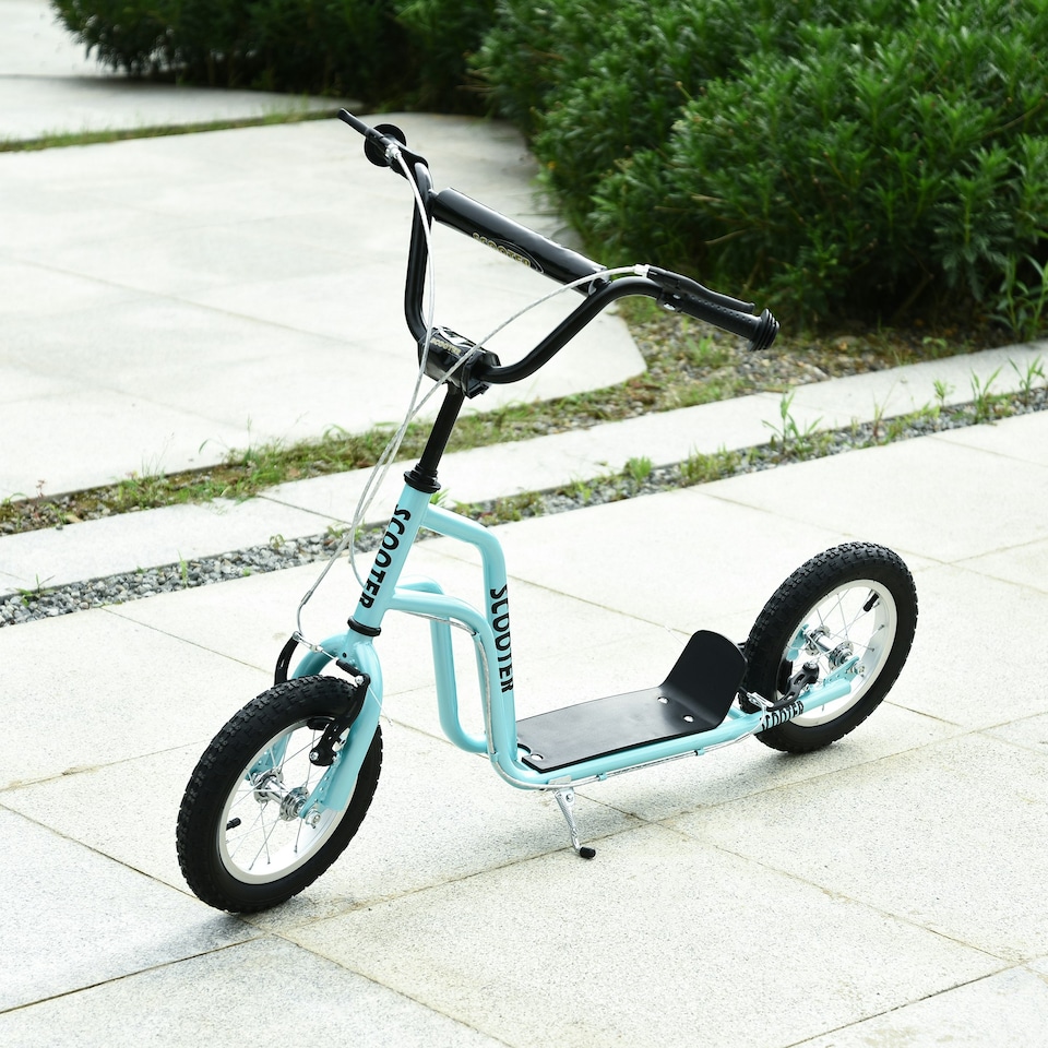 image 1 of HOMCOM 75-80cm Kids Kick Scooter w/ Adjustable Handlebar Inflatable Wheels Blue