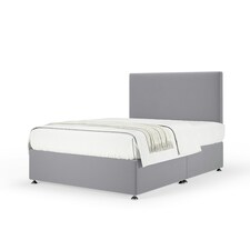 Super Ortho Orthopaedic Silver Plush Velvet Divan Set And Valencia Headboard Double
