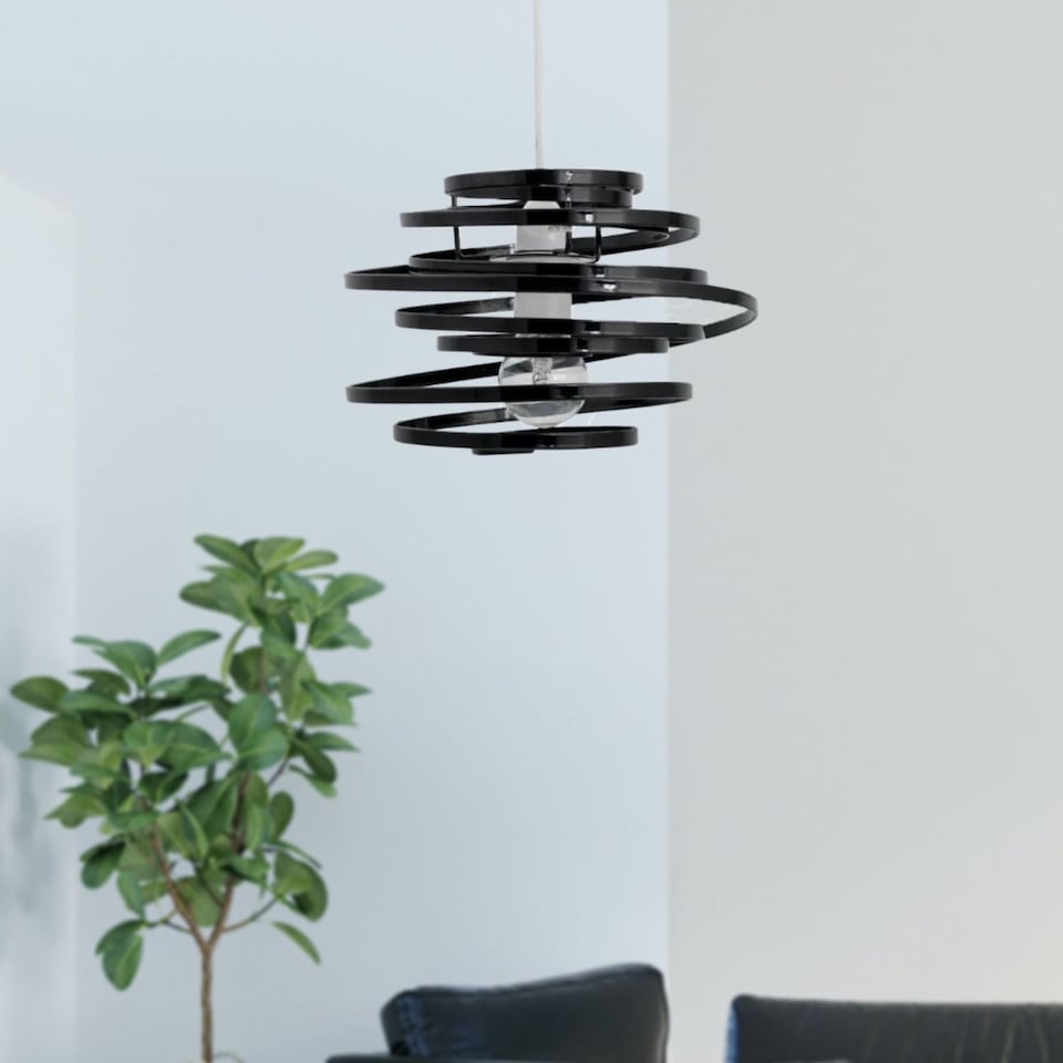 image 1 of Black Metal Swirl Easy Fit Light Shade | Black | Medium | 1