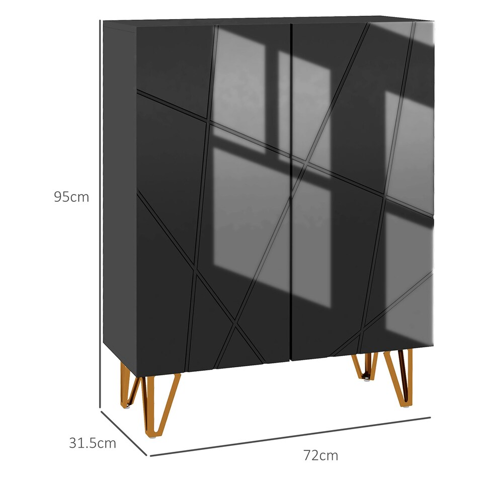 image 1 of HOMCOM Shoe Storage Cabinet with Soft-Close Hinges, Black