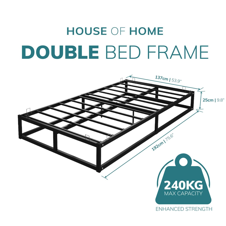 image 1 of House of Home Double Bed Frame Extra Strong Platform Metal Frame Bedroom Easy Build