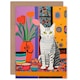 image 1 of Cat Lovers Folk Art Bright Fun for Wife Her Art Card