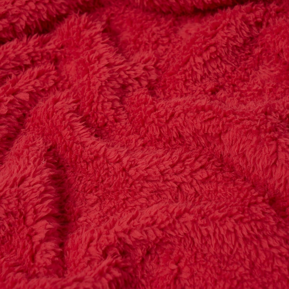 image 1 of OHS Soft Plush Teddy Fleece Throw Blanket, 150x200cm - Red