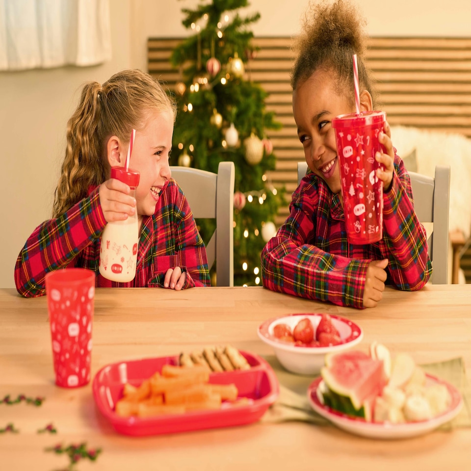 image 1 of Christmas 3 Pack Dinnerware Set with Straw Sipper 500ml