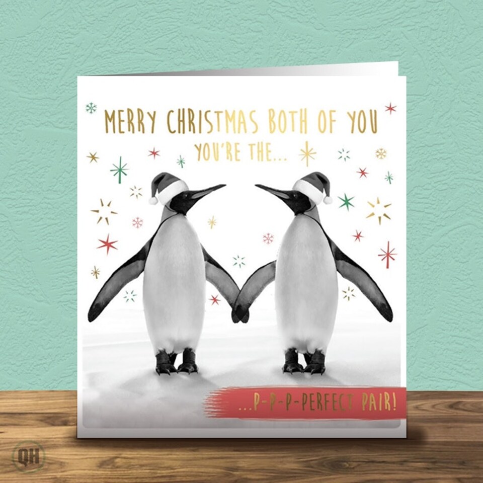 Merry Christmas Both Of You You’re The Perfect Pair Gold Foiled Christmas Card