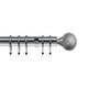 image 1 of 35mm Fixed Length Metal Curtain Pole Set Satin Silver Textured Ball Finial 90cm | Silver | Silver