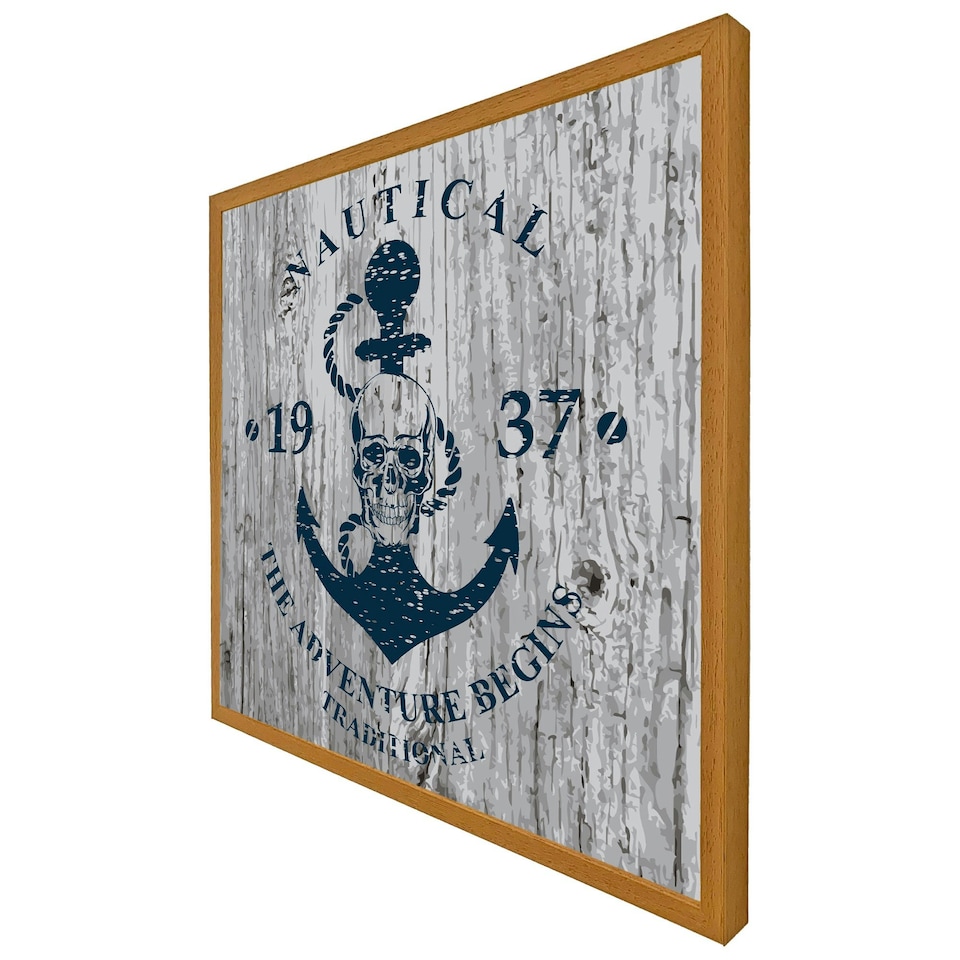 image 1 of Anchor print on wood (Picture Frame) White | XS