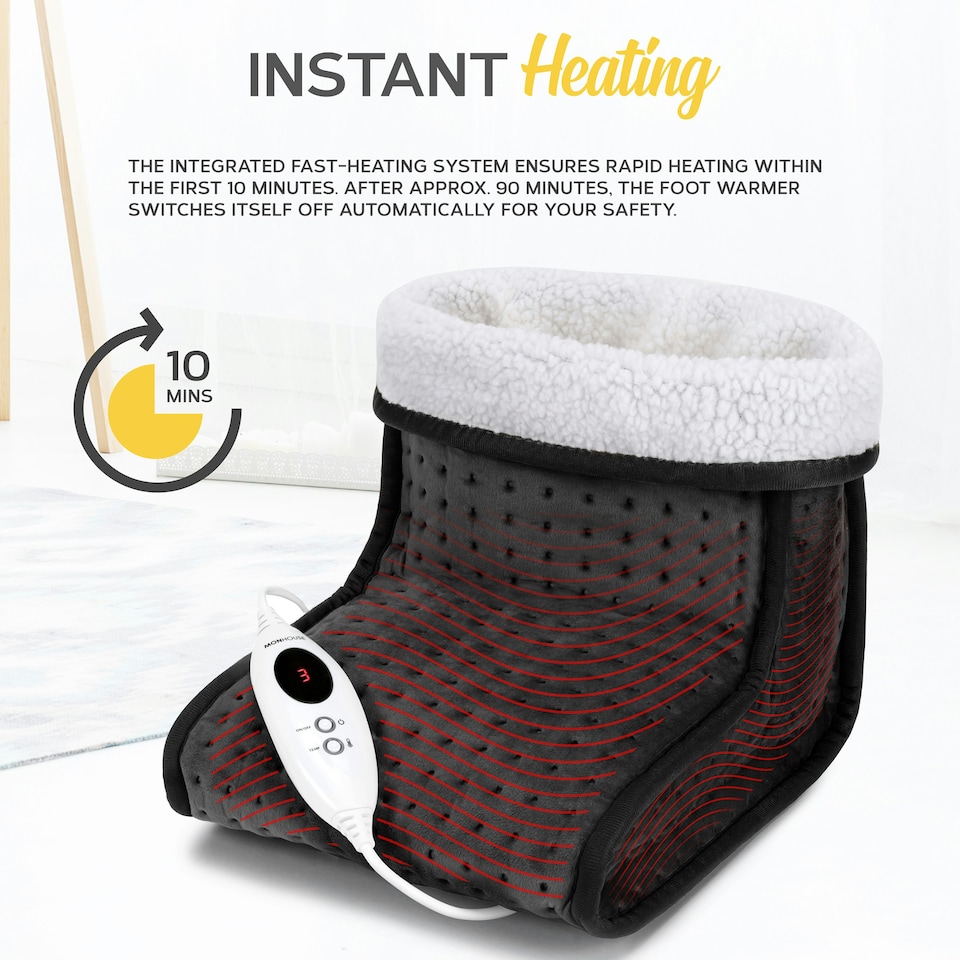 image 1 of MONHOUSE Electric Foot Warmer - Cold Feet Warmers for Home Use and Office Under Table Desk - Soft and Breathable Heating Pad - Comfort Heat Therapy - Dark Grey