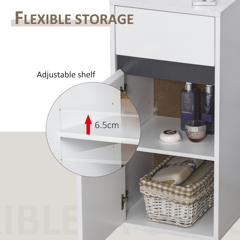 image 1 of HOMCOM Modern Minimalistic Bathroom Storage Cabinet Drawer Cupboard Shelf White