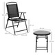 image 5 of Outsunny Bistro Set Folding Chairs & Coffee Table for Balcony, Black Black | Black