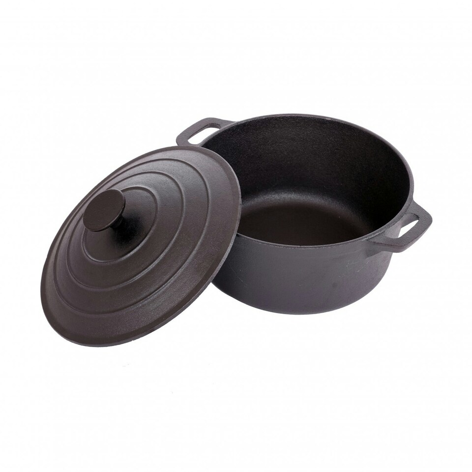 image 1 of Oypla 4L Cast Iron Non Stick Casserole Dish Pan with Lid Black