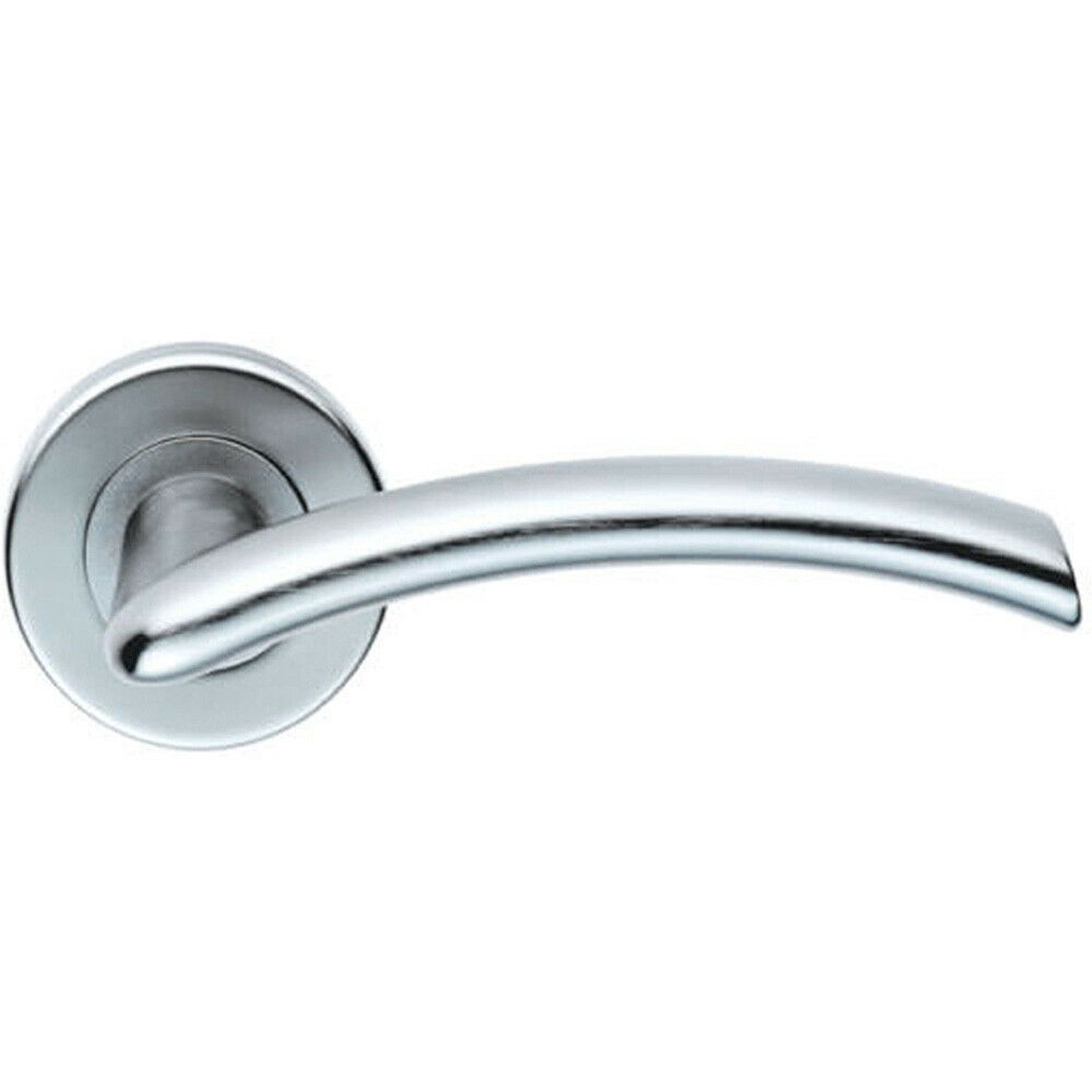 Loops PAIR Oval Shaped Arched Bar Handle Concealed Fix Round Rose Satin Chrome