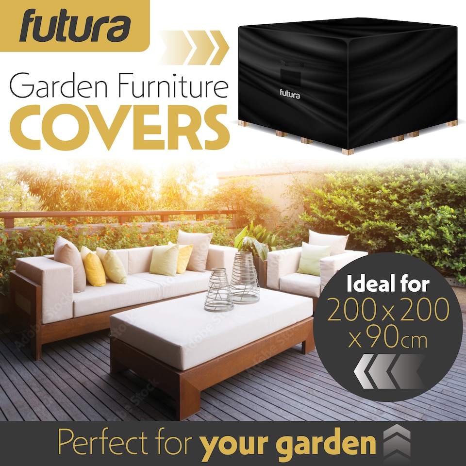 image 1 of Futura 420D Square 200x200x90cm Waterproof Garden Furniture Cover, Outdoor Patio Weatherproof Rattan Sofa Shield