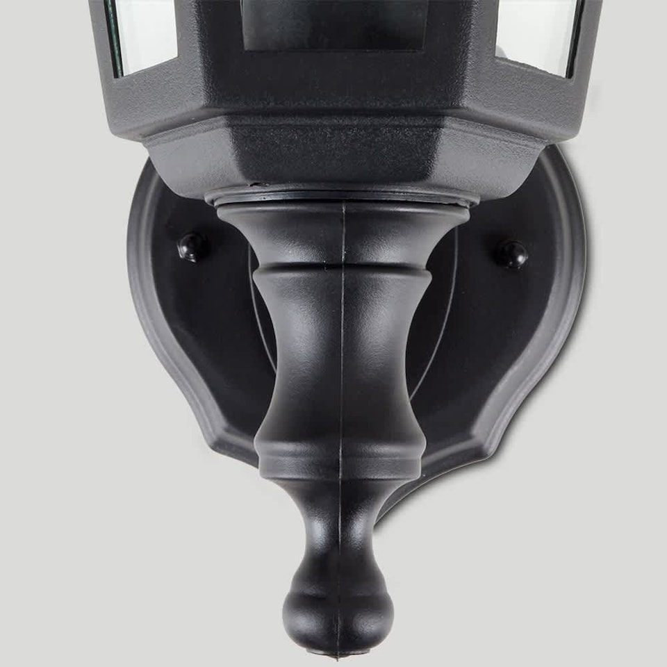 image 1 of ValueLights Mayfair Pair Black Outdoor Security IP44 Rated Wall Light Lanterns