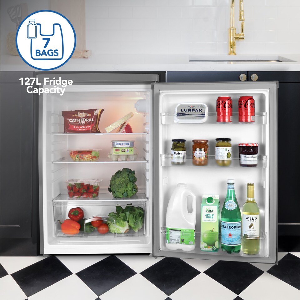 image 1 of Igenix IG255X Freestanding Under Counter Larder Fridge, 127 Litre, Inox