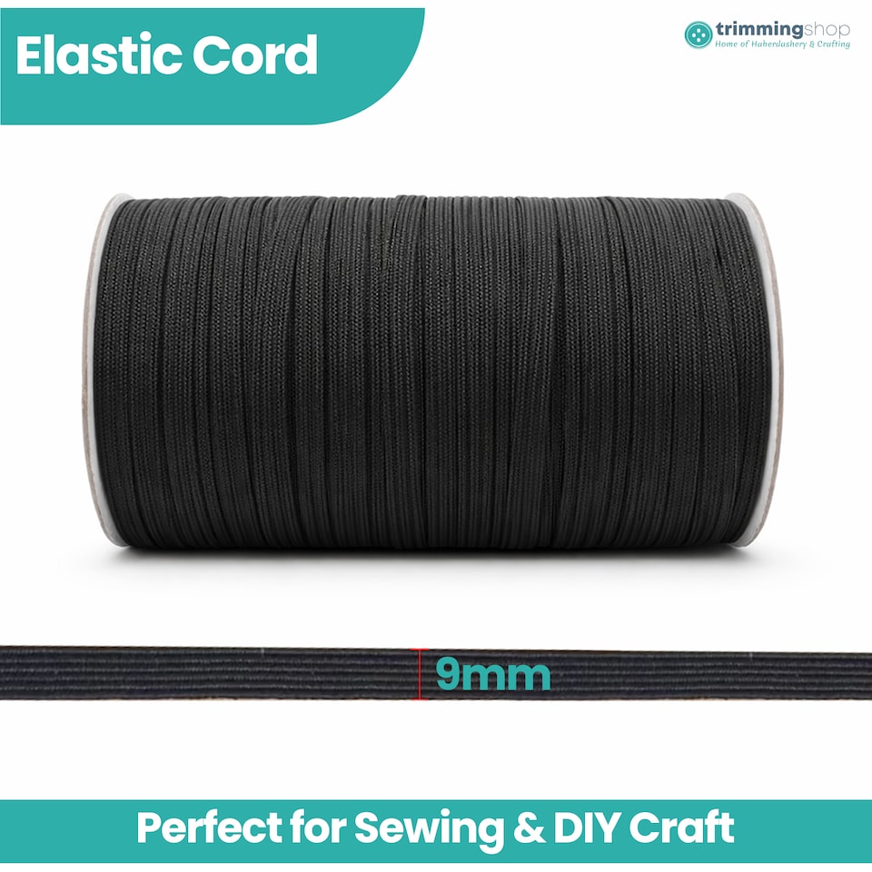 image 1 of 9mm Flat Elastic Ribbon, DIY Crafts Waistbands - 25 Metres