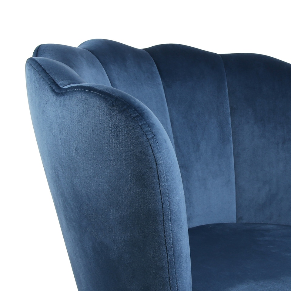 image 1 of FLORA Petal Chair Velvet Upholstered Fabric - Navy Blue | Navy