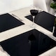 image 5 of Harbour Housewares Black Glass Placemats - 40 x 30cm - 6pc - Sleek Heat-Resistant Table Set Black