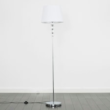 ValueLights Eleanor Silver Chrome & Clear Acrylic Ball Floor Lamp with a White Tapered Shade