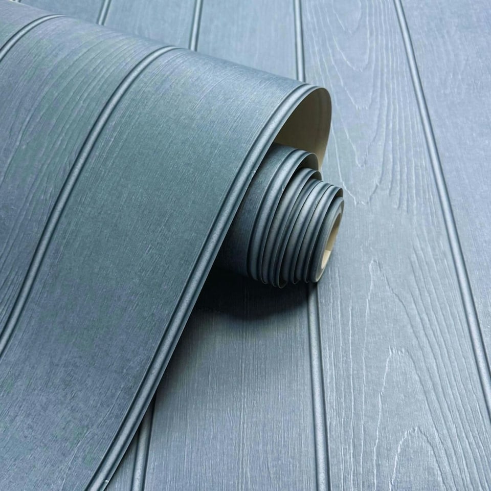 image 1 of World of Wallpaper Beaded Wood Panel Wallpaper - Blue - 10m x 53cm Blue