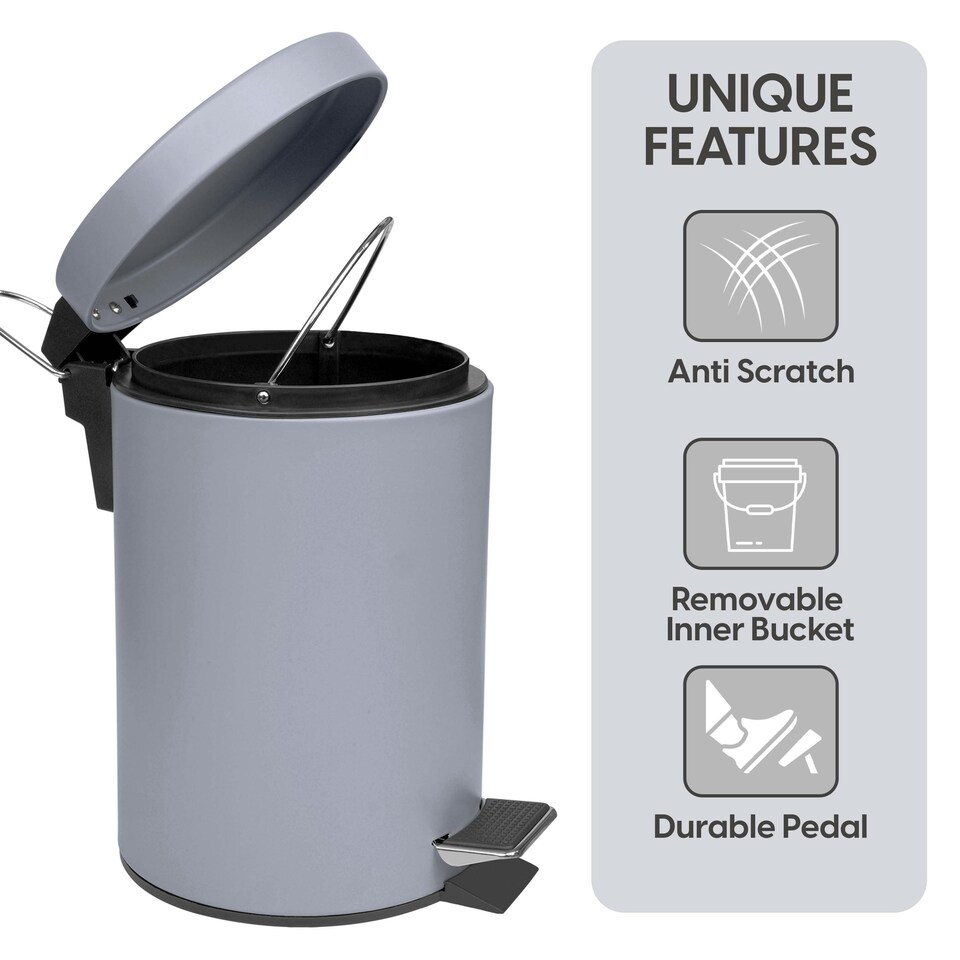image 1 of Upgrade your home with this brand new stainless steel pedal bin, designed to complement any modern kitchen, bathroom, or office. Grey