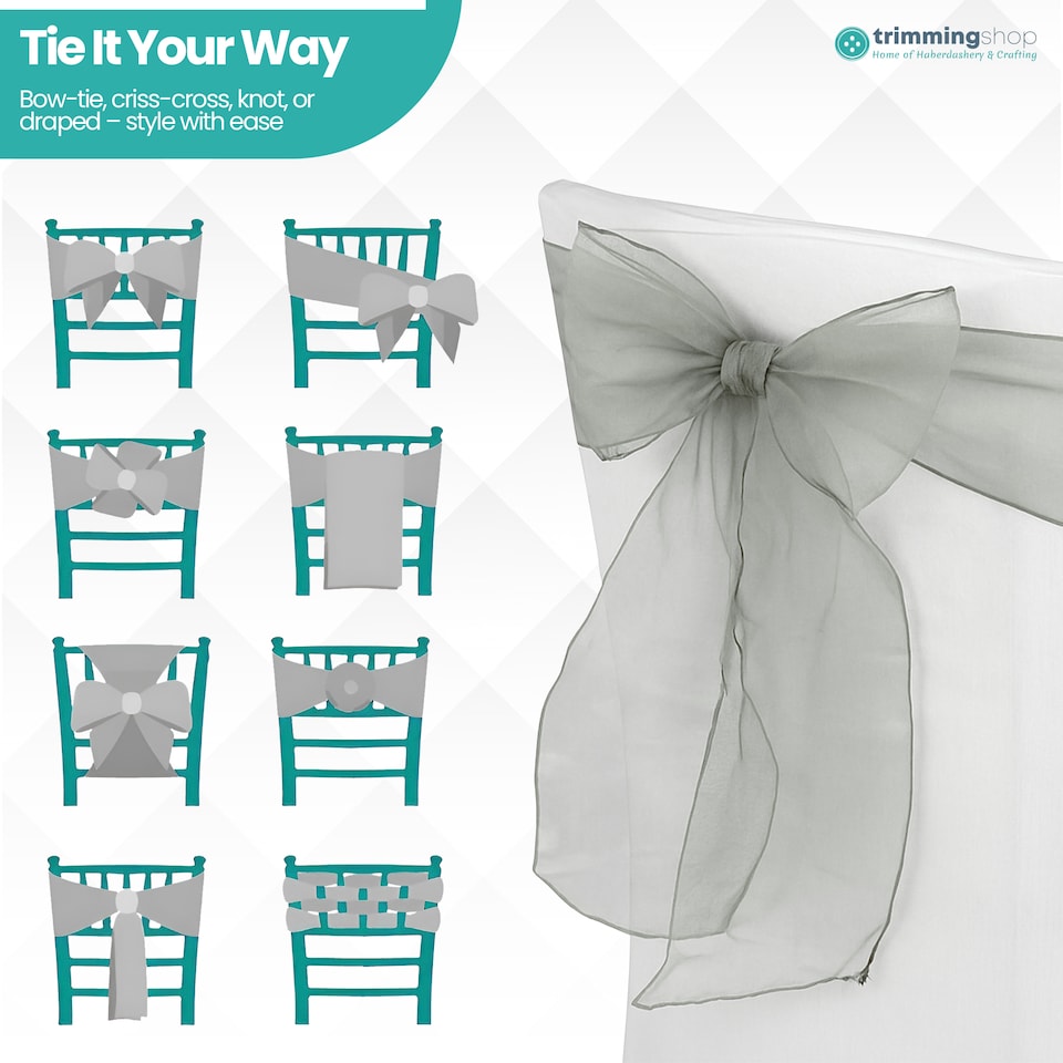 image 1 of 17 x 280cm Organza Chair Sashes, Sheer Sash Ties - 1pc