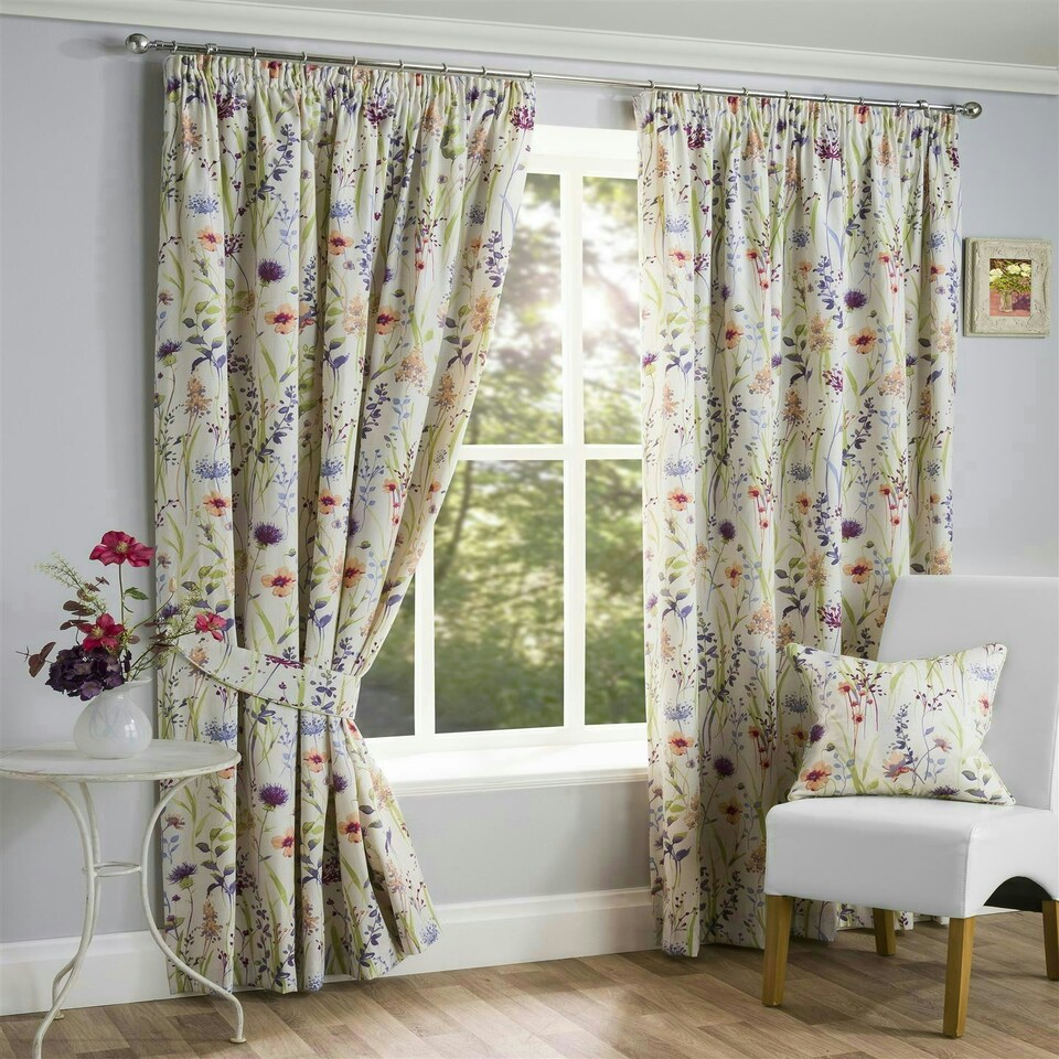 image 1 of Cheshire Pencil Pleat Curtains - Multi - 168cm x 137cm
