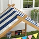 image 8 of Outsunny Sand Pit with Canopy, Blackboard, Toys, Sink, Seats, Flags for Kids | Brown | Brown
