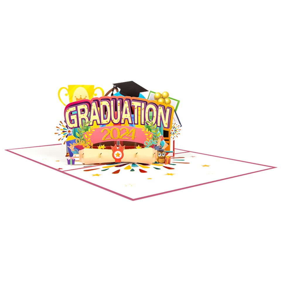 image 1 of Hats Off 3D 2024 Pop Up Graduation Card