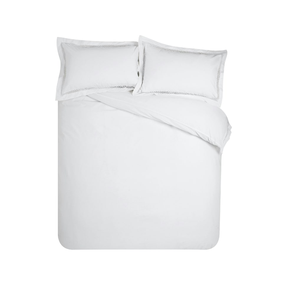 image 1 of Catherine Lansfield Classic Lattice Lace Duvet Cover Set White White | Super King