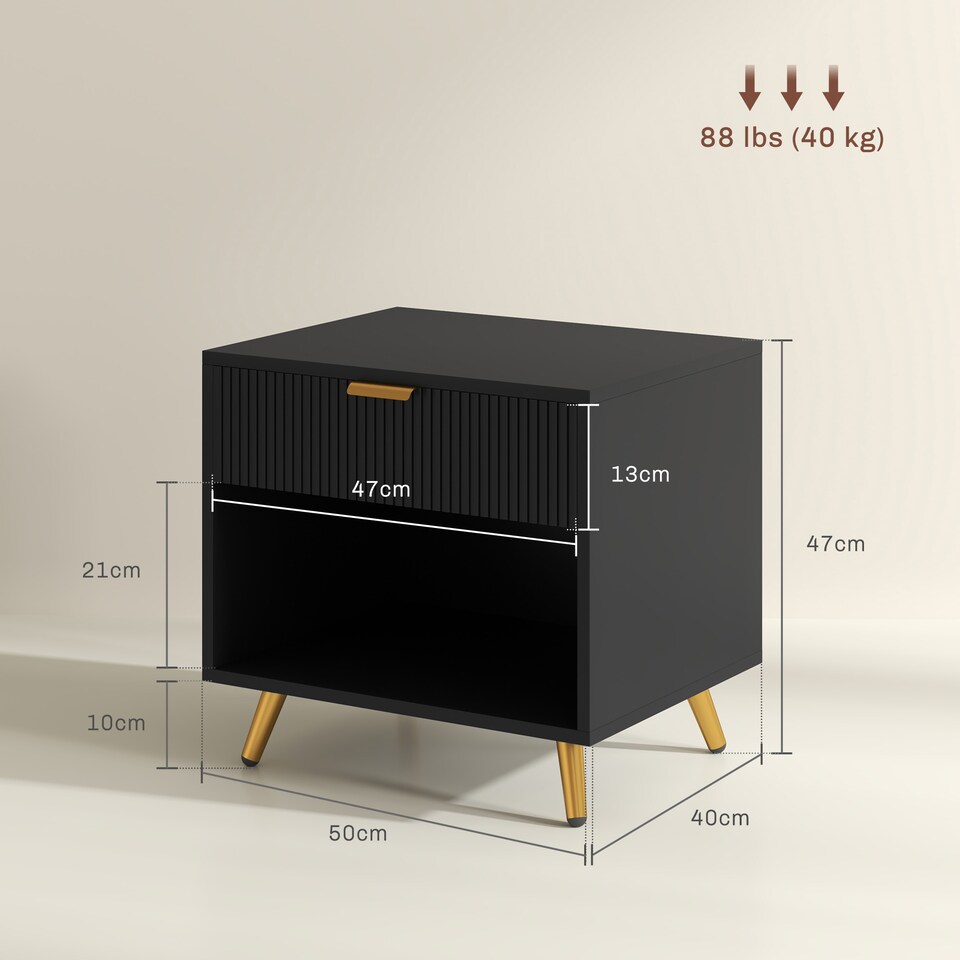 image 1 of HOMCOM Small Table With Drawer, Open Compartment and Handle, Black