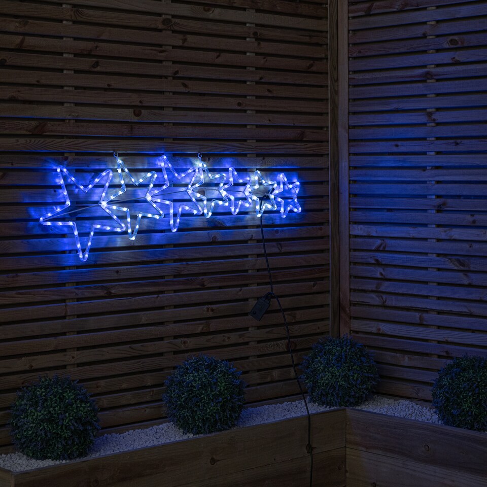 image 1 of 1.2m LED Rope Light 7 Star Silhouette Christmas Decoration in Cool White & Blue