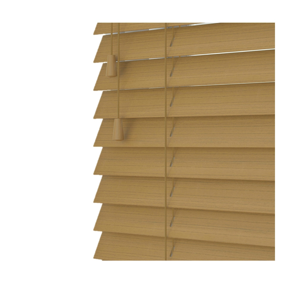 image 1 of 260cm Sahara Oak Faux Wood Venetian Blinds with String (120cm Drop) | Brown | Brown