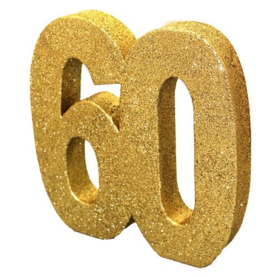 Happy 60 Birthday Gold Glitter Table Decoration