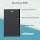 image 6 of HYE 86L Under Counter Fridge Freezer, Freestanding, 49cm, Black - RF01UCFF85B13