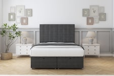 Sloomy Langston Graphite Dumfries Ottoman Bed With Mattress With 26" Strutted Headboard 4' Small Double