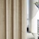 image 2 of Hampton Cream Velvet Curtains 90 x 90 inch (229 x 229 cm) 100% Blackout Eyelet Thermal Noise Reducing Curtains for Bedroom and Living Room