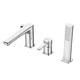 image 1 of Chrome 3-Hole Bath Tap Pull Out Shower Handle Space Saving Bathroom Mixer Faucet