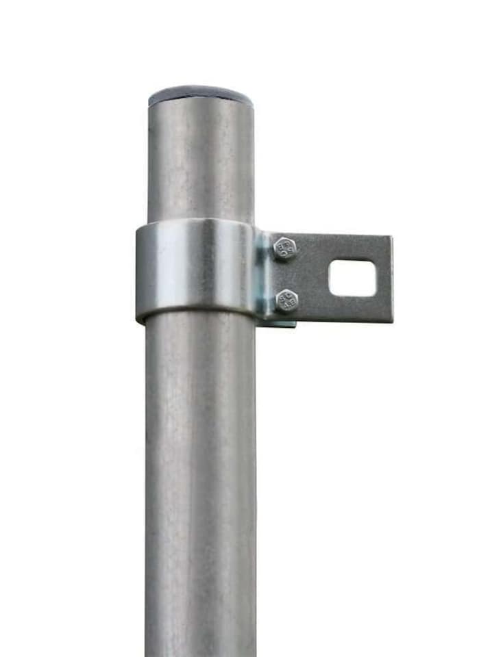 image 1 of 3m Silver Galvanised Steel Tall Round Shade Sail Fixing Pole with Bracket Clamp