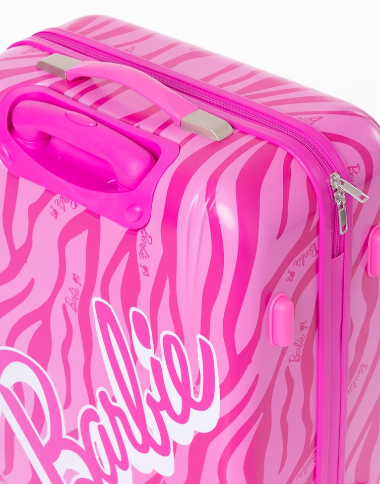 image 1 of Barbie Suitcase For All Ages | Pink Small, Medium Or Large Options Luggage Bag with Extendable Handle | Doll Logo Hard Cover Carry On Trolley Cabin Case | Fun Travel Accessory Gift for Kids & Adults
