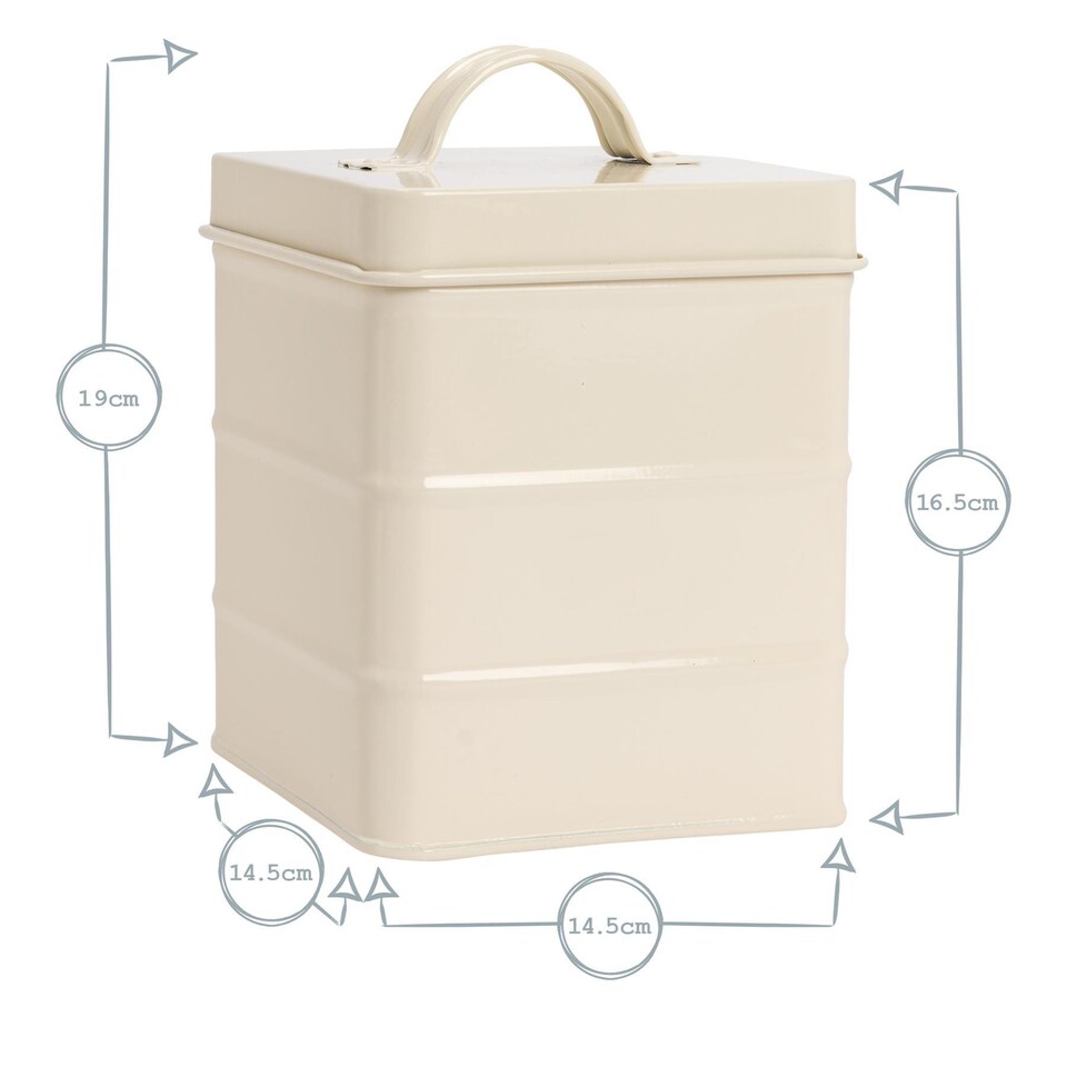 image 1 of Harbour Housewares Vintage Metal Kitchen Biscuit Tin - Cream