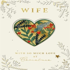 Heart Shaped with Foliage Design Wife Christmas Card
