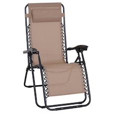 Outsunny Zero Gravity Chair, Reclining Lounger w/ Pillow Beige