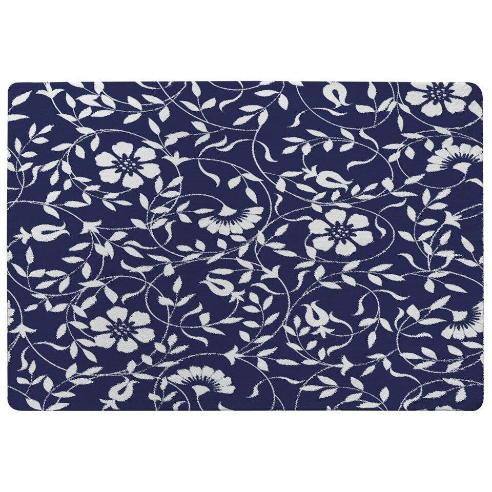 image 1 of White Flowers on Navy (Rug) Blue | XL: 160x230cm