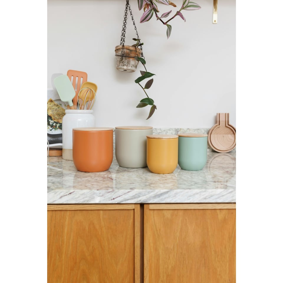 image 1 of KitchenCraft Kitchen Canister Putty Wood 12x12cm