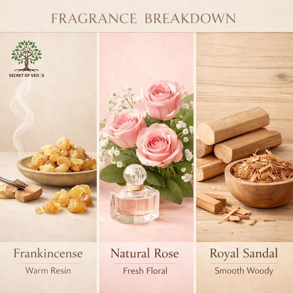 image 1 of Incense Sticks Set 3 x 20g Frankincense Rose Sandalwood Scented Agarbatti