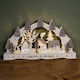 image 1 of 43cm Battery Operated White Wooden Reindeer & Village Scene Christmas Candle Bridge with LEDs