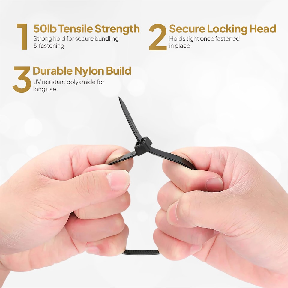 image 1 of 100 Pcs 300mm x 4.8mm Strong Black Nylon Plastic Cable Ties Zip Tie Wraps organizer | Black