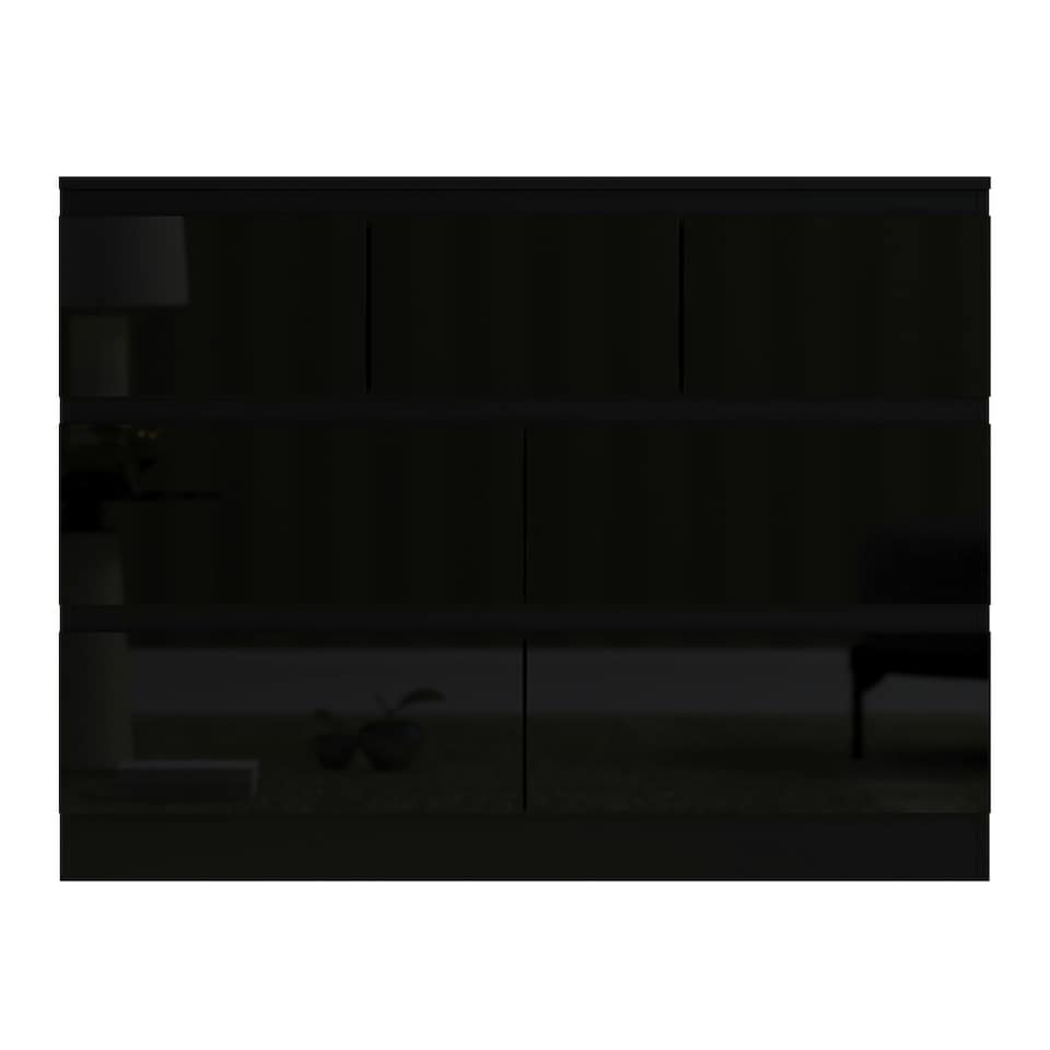 image 1 of FWStyle Stora 7 Drawer Merchant Chest Of Drawers - Black Gloss Front